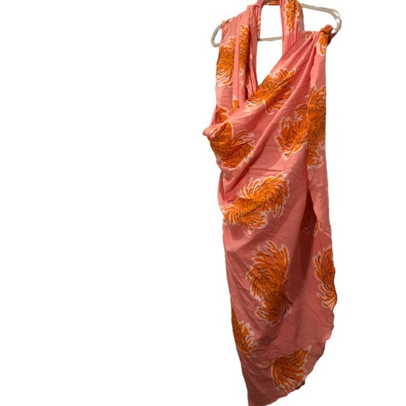 Roberta Roller Rabbit NEW Pink orange cotton Cover up halter dress Pareto wrap - Picture 3 of 4